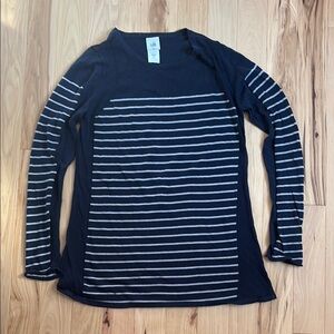 CAbi Navy and White Striped Long Sleeve Top